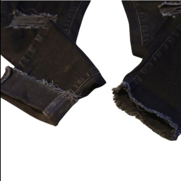 Banana Republic Black Skinny Jeans Distressed Women's 28 Long Tall Raw Hem Denim - Picture 4 of 5